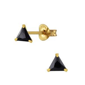 Gold Black Triangle Earrings